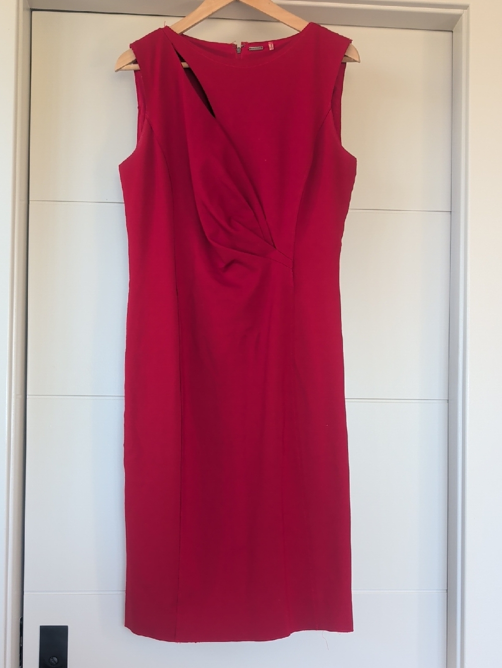 Eli Tahari Red Twist-Front Midi Dress